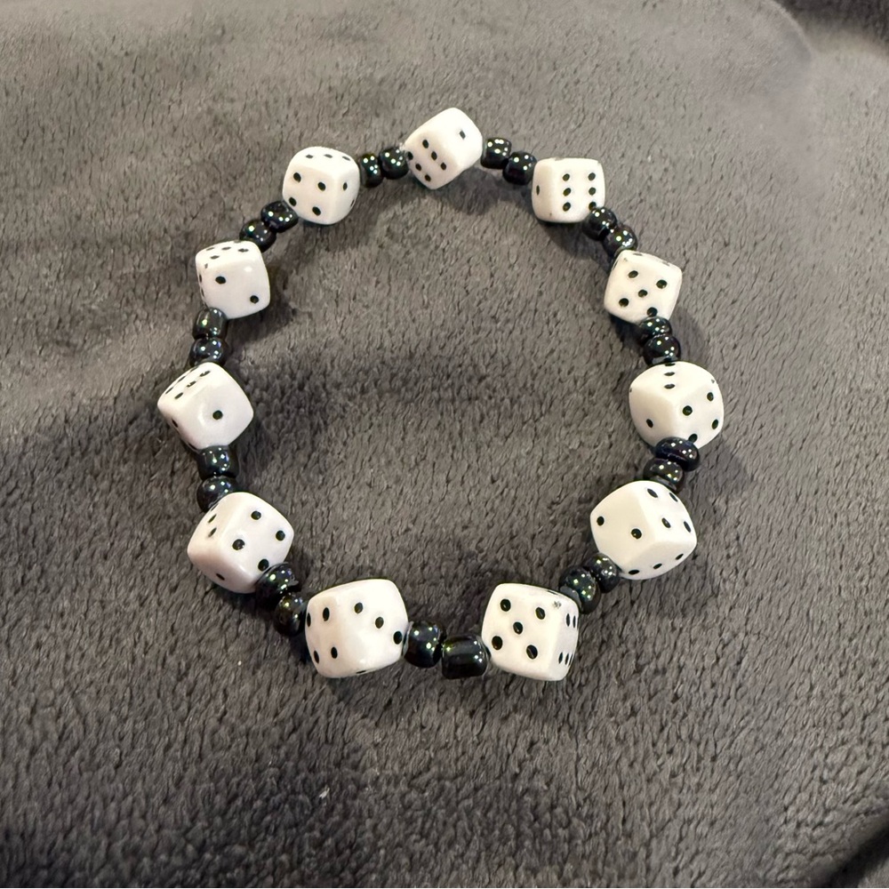 Black and White Dice Beaded Bracelet